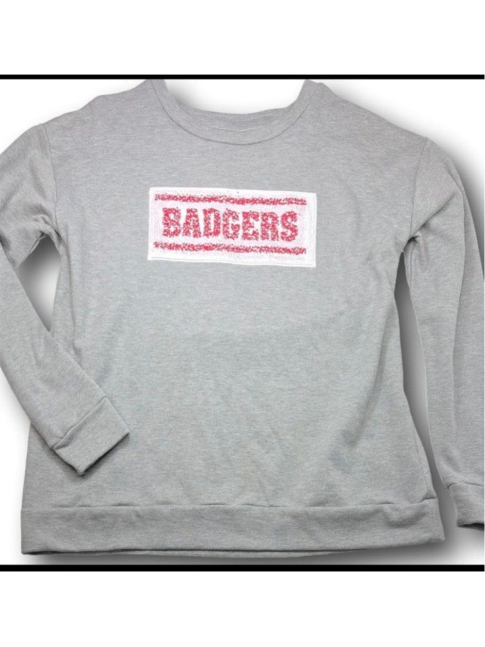 Women's ZOOZATZ Gray Red Badgers Wisconsin Sweatshirt XL